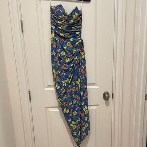 Chiara Boni Blue and Yellow Floral Midi Dress